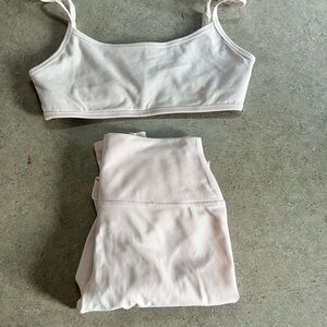 Urban Planet Light Pink Ribbed Bralette and Leggings Set